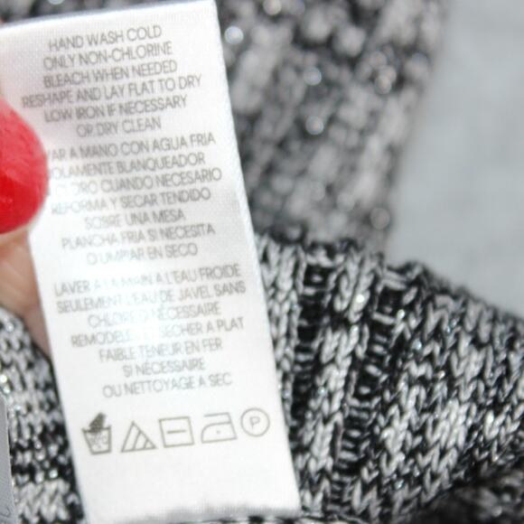 NWT Calvin Klein Size Medium Silver Metallic Black and Gray LS Pullover‎ Sweater - Picture 8 of 8